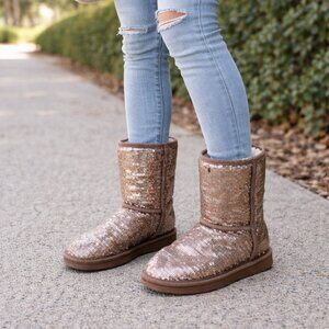 UGG Kids Sequin Sparkle Boots Size 3 Winter Shearling Boots